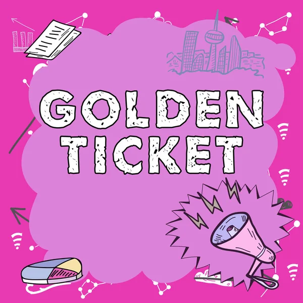 Writing Displaying Text Golden Ticket Business Idea Rain Check Access — 스톡 사진