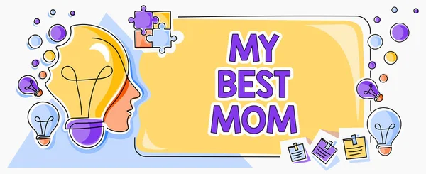 Teks Keterangan Menyajikan Best Mom Foto Konseptual Mengagumi Memiliki Perasaan — Stok Foto