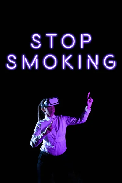 Text Sign Showing Stop Smoking Business Overview Discontinuing Stopping Use — Photo