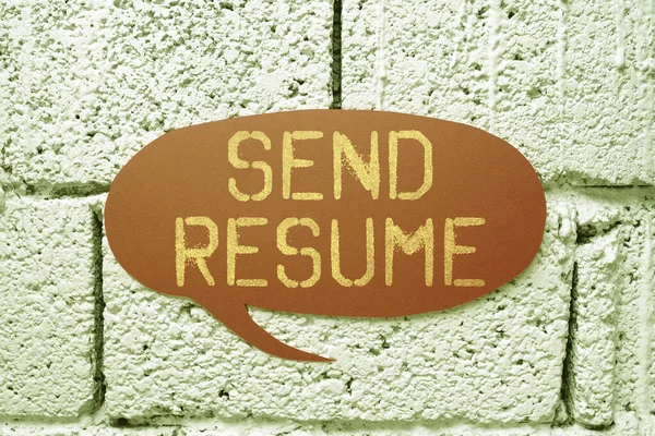 Text Sign Showing Send Resume Business Approach Brief Account Persons — стоковое фото