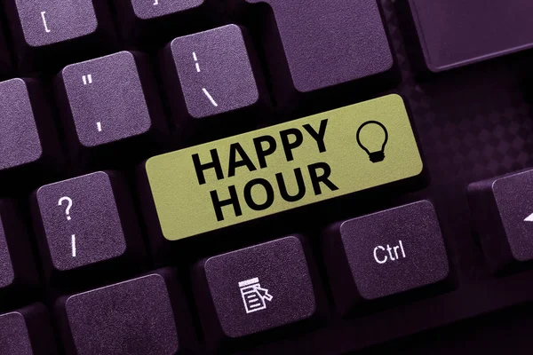 Conceptual Display Happy Hour Business Idea Spending Time Activities Makes — Foto de Stock