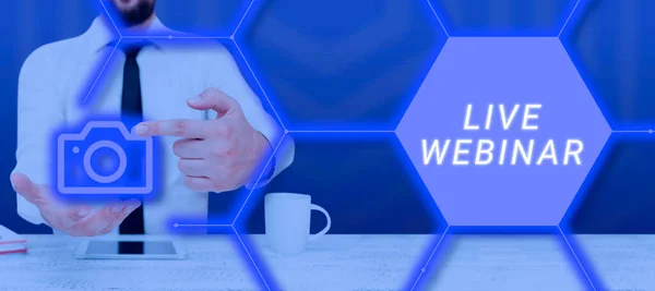 Handwriting Text Live Webinar Business Concept Interactive Seminar Transmitted Web — Stockfoto