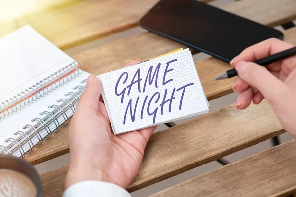 Conceptual Caption Game Night Concept Meaning Event Which Folks Get — Stockfoto