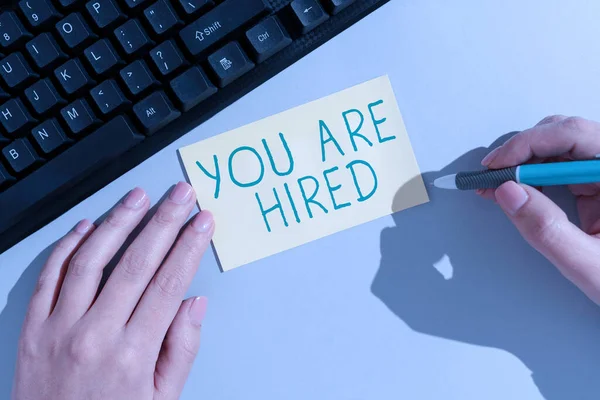 Inspiration Showing Sign You Hired Business Overview Recruitment Being Selected — Stock Photo, Image