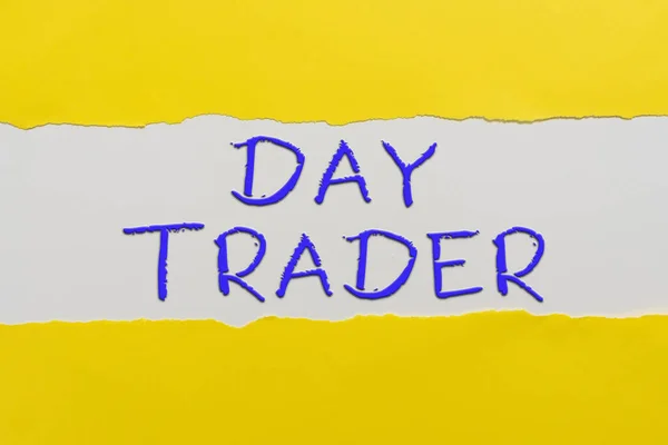 Conceptual caption Day Trader, Business showcase A person that buy and sell financial instrument within the day Important Information Written Underneath Ripped Piece Of Paper.