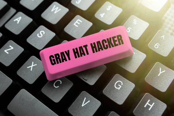 Text Sign Showing Gray Hat Hacker Business Approach Computer Security — Foto de Stock