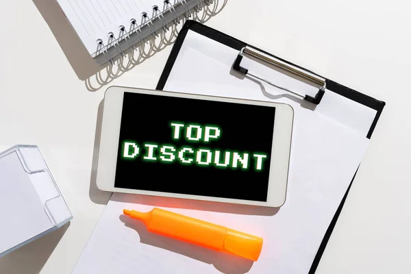 Handwriting Text Top Discount Business Overview Best Price Guaranteed Hot — Stock Fotó