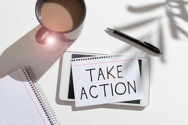 Text Sign Showing Take Action Business Overview Supporting What You — Stock Fotó