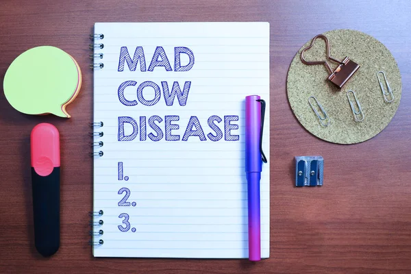 Text Showing Inspiration Mad Cow Disease Business Showcase Neurodegenerative Lethal — стоковое фото