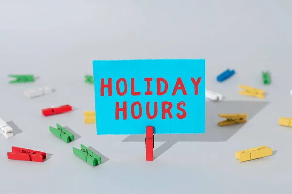 Hand Writing Sign Holiday Hours Business Concept Schedule Or7 Half — Photo