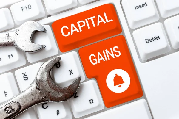 Inspiration Showing Sign Capital Gains Business Concept Bonds Shares Stocks — Foto de Stock