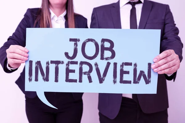 Sign Displaying Job Interview Concept Meaning Assessment Questions Answers Hiring — Φωτογραφία Αρχείου