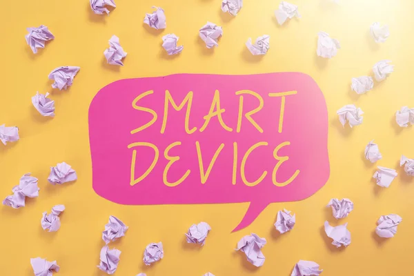 Sign displaying Smart Device, Concept meaning Electronic gadget that able to connect share interact with user Paper Wraps Placed Around Speech Bubble With Important Information.