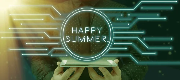 Handwriting Text Happy Summer Business Overview Beaches Sunshine Relaxation Warm — ストック写真