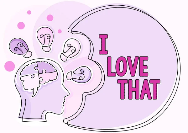 Handwriting text I Love That, Business concept Having affection for something or someone Romantic feelings Man With Puzzled Brain Thinking New Ideas Shown On Presentation Board.