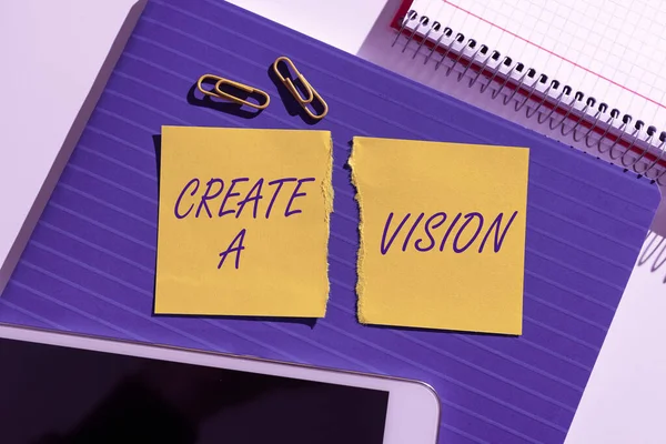 Text Sign Showing Create Vision Business Approach Develop Strategy Mission — Stockfoto