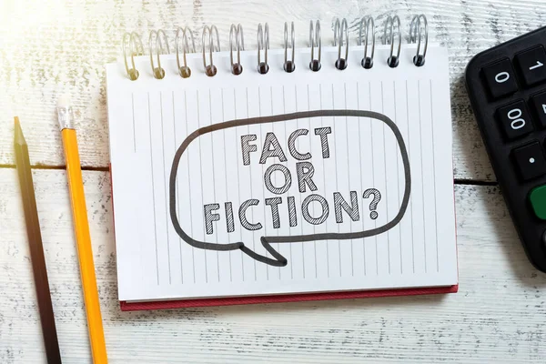 Conceptual Display Fact Fiction Word True False Doubt Something Real —  Fotos de Stock