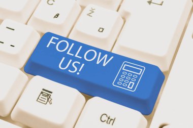 Writing displaying text Follow Us, Business concept Act of person to invite an individual or group to join his company -48945