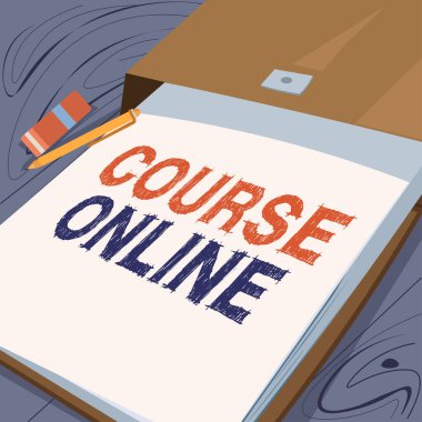 Handwriting text Course Online, Business concept eLearning Electronic Education Distant Study Digital Class Important Message Written On Note On Desk With Pencil And Rubber.
