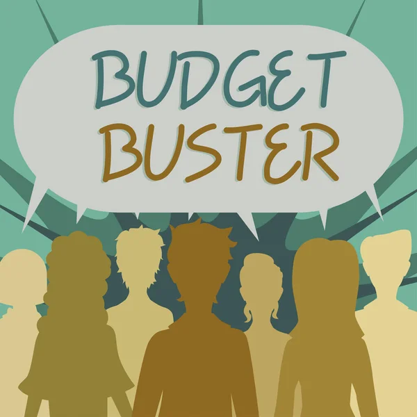 Inspiration Showing Sign Budget Buster Internet Concept Carefree Spending Bargains — Fotografia de Stock