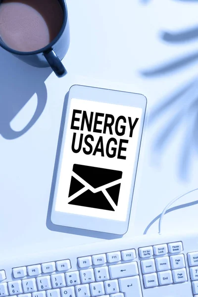 Текст Показує Використання Енергії Бізнес Підхід Кількість Споживаної Або Використаної — стокове фото