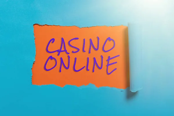 Text Sign Showing Casino Online Business Idea Computer Poker Game — Fotografia de Stock
