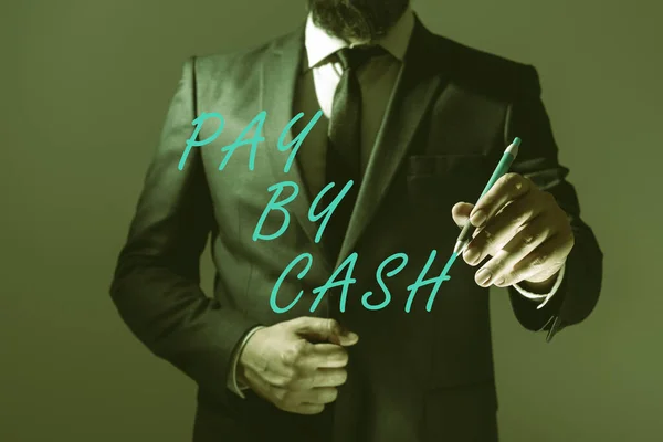Text Showing Inspiration Pay Cash Business Idea Customer Paying Money —  Fotos de Stock