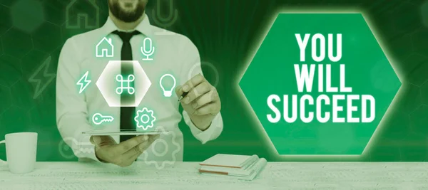 Text Caption Presenting You Succeed Business Approach Inspiration Motivation Keep —  Fotos de Stock