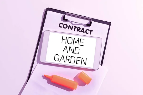 Hand Writing Sign Home Garden Word Written Gardening House Activities — Fotografia de Stock