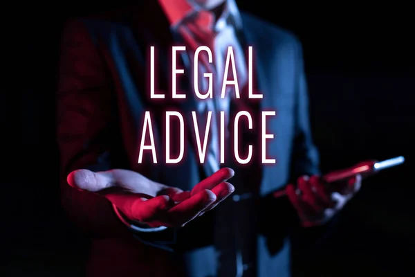 Text Sign Showing Legal Advice Business Idea Lawyer Opinion Law — Fotografia de Stock