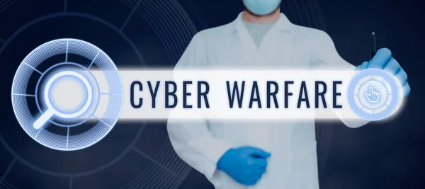 Text Showing Inspiration Cyber Warfare Business Showcase Virtual War Hackers —  Fotos de Stock