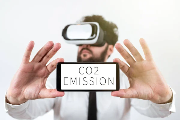 Conceptual Caption Co2 Emission Word Releasing Greenhouse Gases Atmosphere Time — Stockfoto