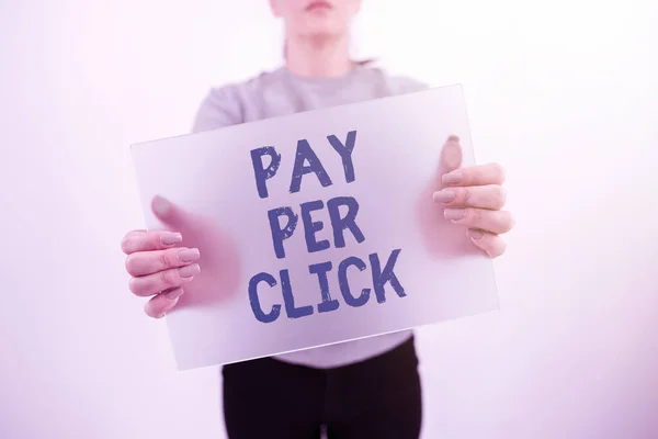 Sign Displaying Pay Click Business Approach Internet Advertising Model Search — Fotografia de Stock