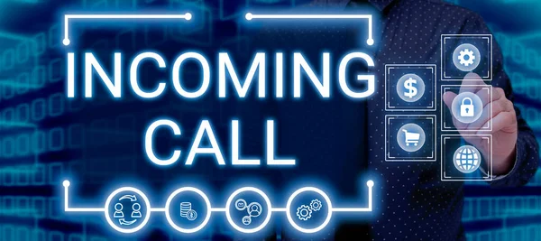 Text Caption Presenting Incoming Call Internet Concept Inbound Received Caller — Fotografia de Stock