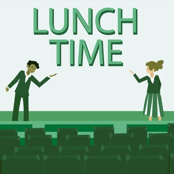 Hand Writing Sign Lunch Time Business Idea Meal Middle Day — Foto Stock