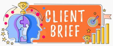 Conceptual caption Client Brief, Conceptual photo A documents bounded by the terms of clients and the agency Two Heads Connected Puzzle Showing Solving Problems And Sharing Success