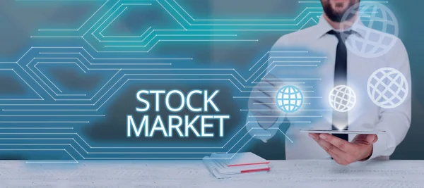 Text Caption Presenting Stock Market Concept Meaning Particular Market Stocks — Photo