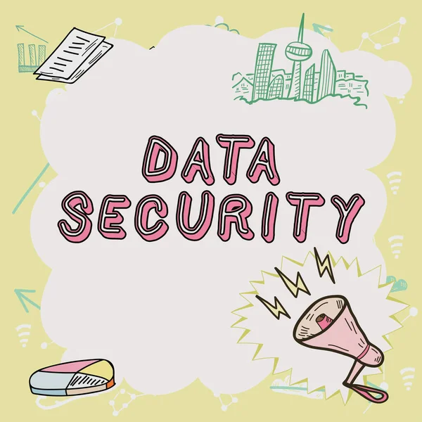 Text Caption Presenting Data Security Word Confidentiality Disk Encryption Backups — 图库照片