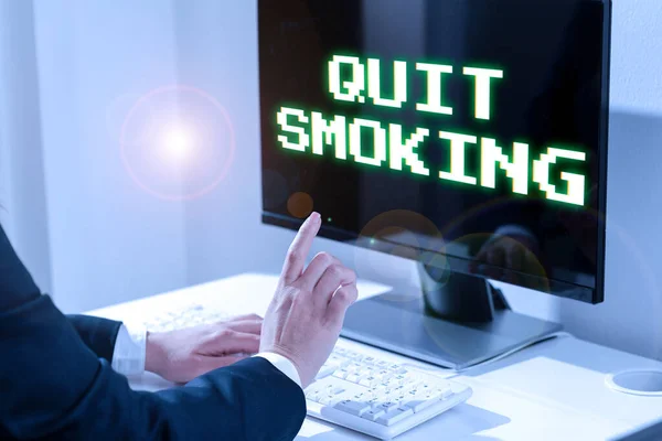 Inspiration Showing Sign Quit Smoking Word Written Discontinuing Stopping Use — Stock Photo, Image