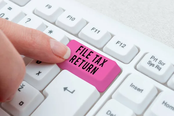 Text Caption Presenting File Tax Return Conceptual Photo Paperwork Get — Zdjęcie stockowe