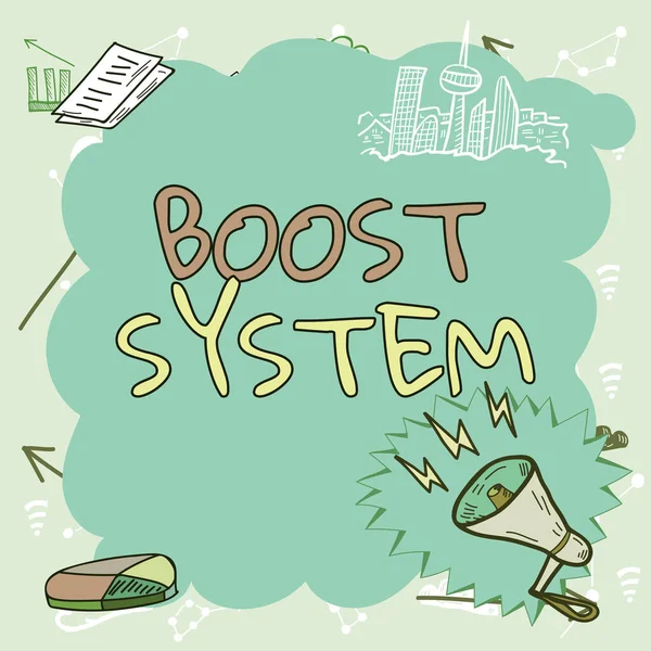Inspiration Showing Sign Boost System Business Overview Rejuvenate Upgrade Strengthen — Stockfoto
