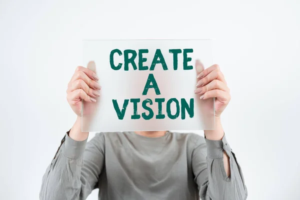 Sign Displaying Create Vision Business Concept Develop Strategy Mission Motivation — 图库照片