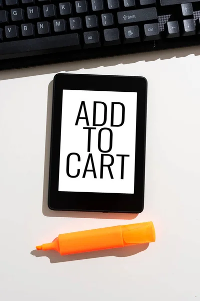 Hand Writing Sign Add Cart Concept Meaning Online Purchasing Ecommerce — ストック写真