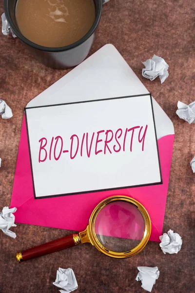 Hand Writing Sign Bio Diversity Business Concept Variety Life Organisms — Stockfoto