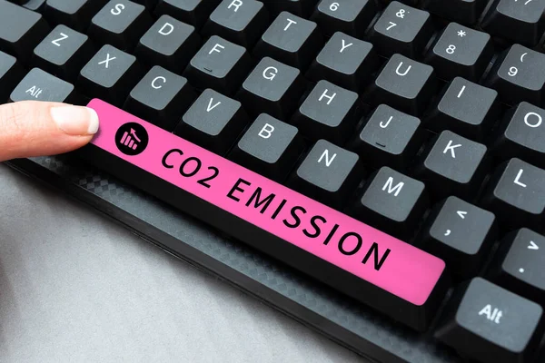 Conceptual Display Co2 Emission Business Idea Releasing Greenhouse Gases Atmosphere — Stockfoto