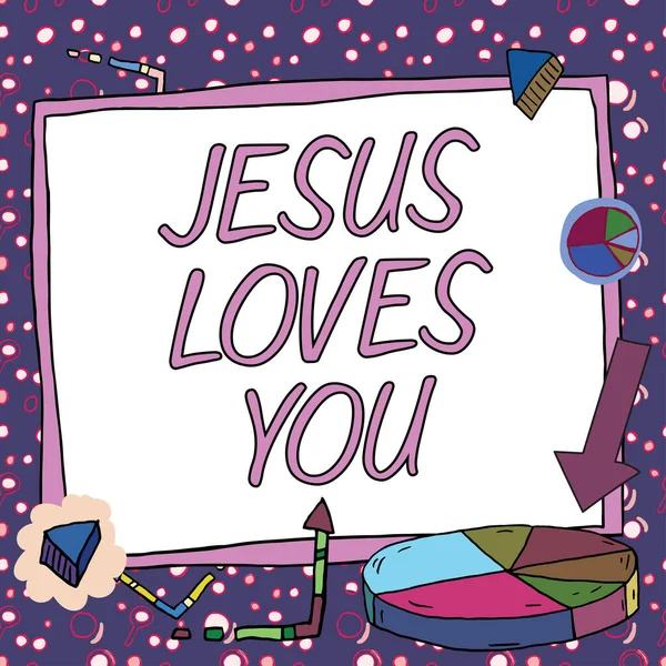 Writing Displaying Text Jesus Loves You Conceptual Photo Believe Lord — Stock Fotó