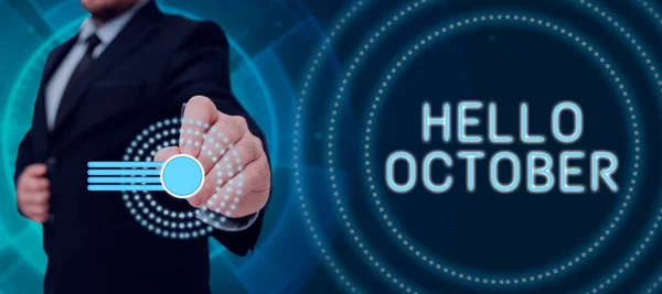 Hand Writing Sign Hello October Concept Meaning Last Quarter 10Th — Φωτογραφία Αρχείου