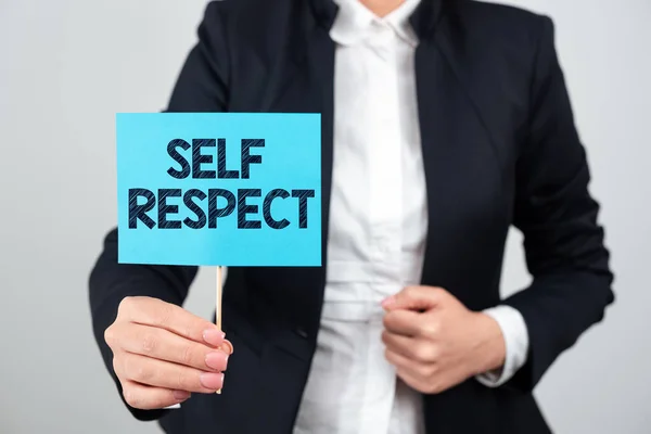 Text Sign Showing Self Respect Conceptual Photo Pride Confidence Oneself — 图库照片
