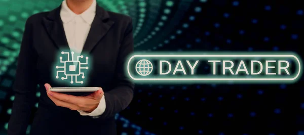 Sign Displaying Day Trader Concept Meaning Person Buy Sell Financial — Foto de Stock
