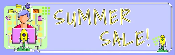 Handwriting Text Summer Sale Business Concept Annual Discount Events Takes — Fotografia de Stock